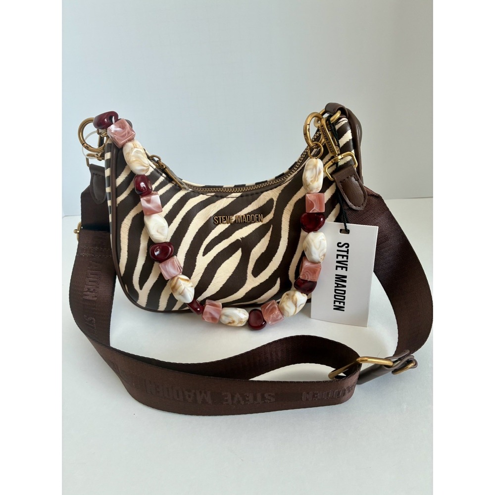 STEVE MADDEN~ Btamela Jewels Woman's Crossbody Bag Leopard Print Brown/White NWT